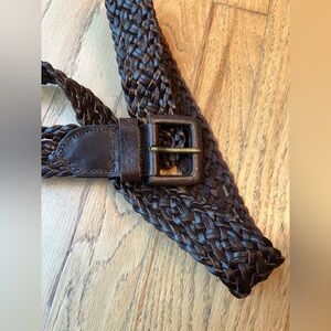 🎉 4 for 45 🎉 Vintage Brown Braided Leather Belt with Square Buckle